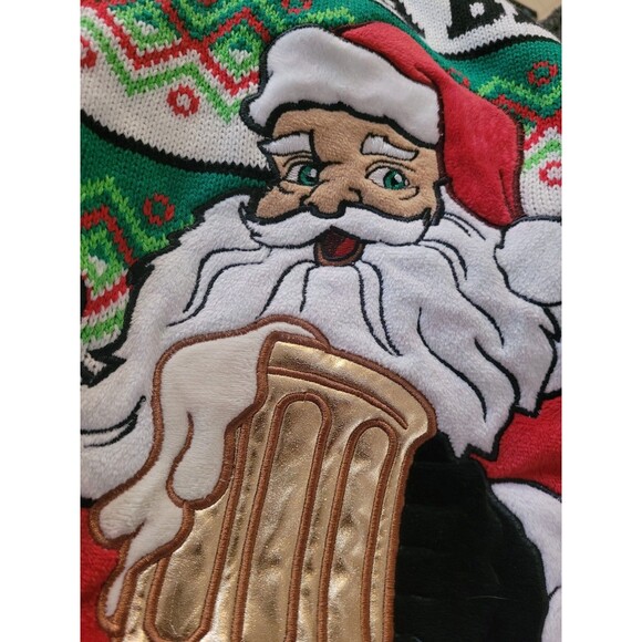 Spencers Ugly Christmas Sweater Mens Small Graphic Light Up Santa Needs a Beer - Picture 6 of 6